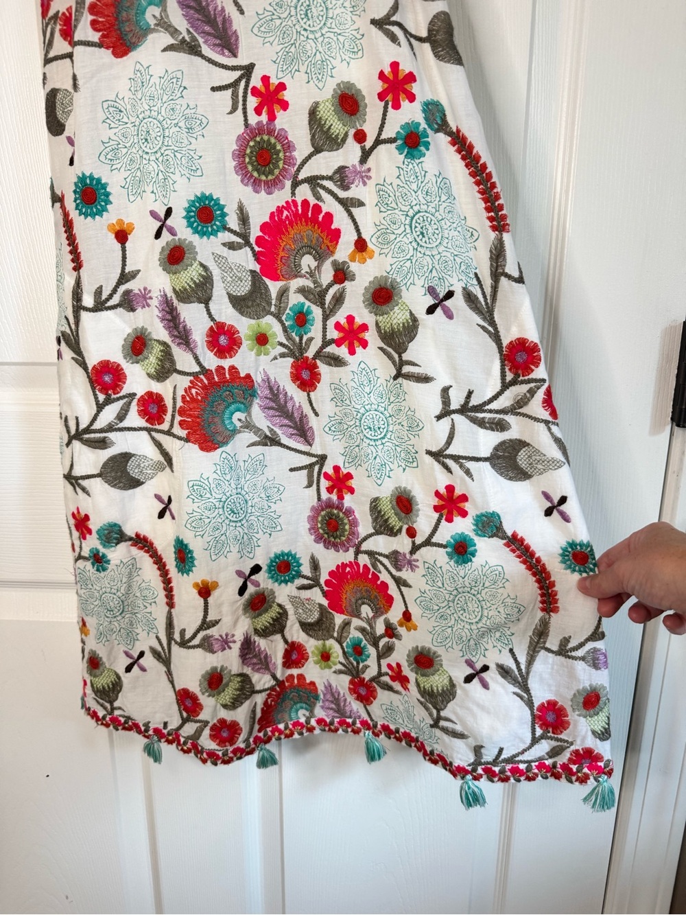 Lula Soul Embroidered Floral Mini Dress in White with Multicolor Accents - Picture 2 of 7